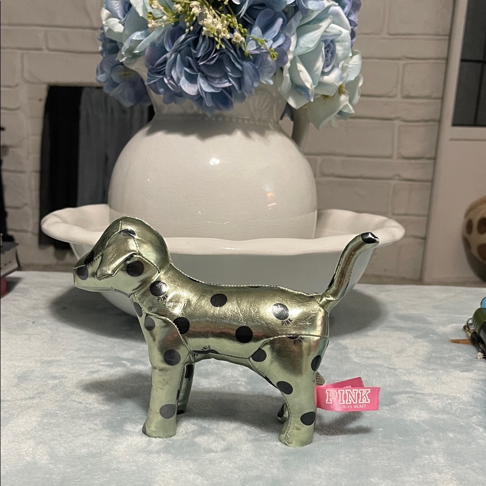 PINK Victoria's Secret Metallic Green Dog Figurine
